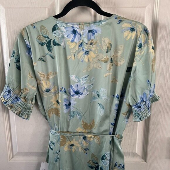 Bohme Floral Wrap Dress NWT Sz Medium Blue & Green - Picture 10 of 16